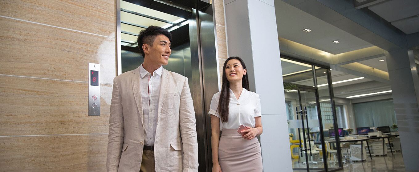 IFE passenger elevator in a commercial building